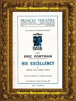 London Prince’s Theatre – His Excellency – 1950 – Ian Fleming