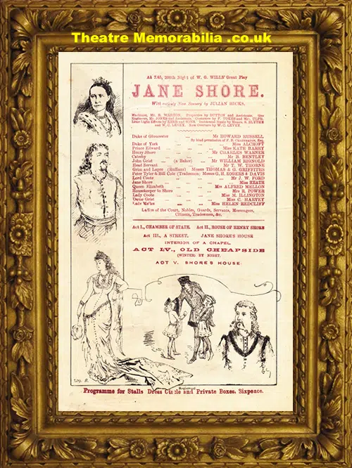 London Princess Theatre - Jane Shore - 1878