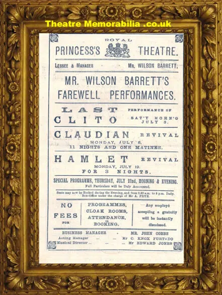London Princess’s Theatre – Clito – 1886