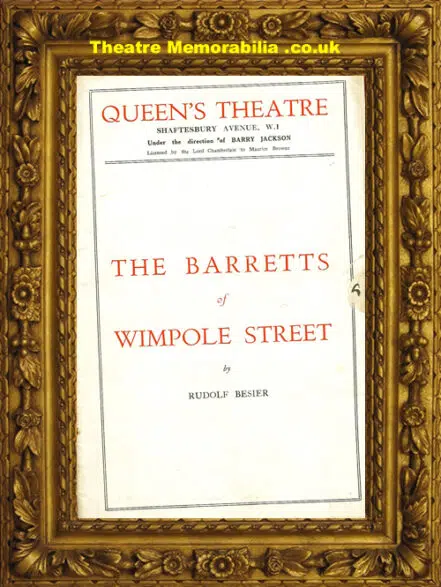 London Queen’s Theatre – Barretts Of Wimpole Street – 1930