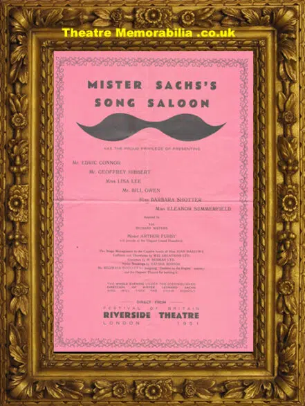 London Riverside Theatre – Mister Sachs’s Song Saloon 1951