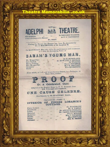 London Royal Adelphi Theatre – Proof – 1878
