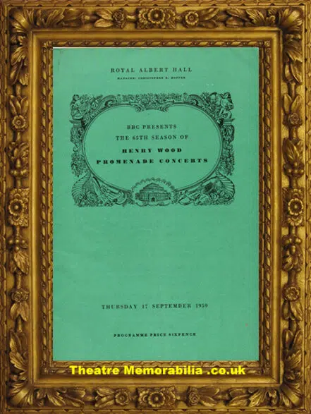 London Royal Albert Hall – Henry Wood Prom Concert – 1959