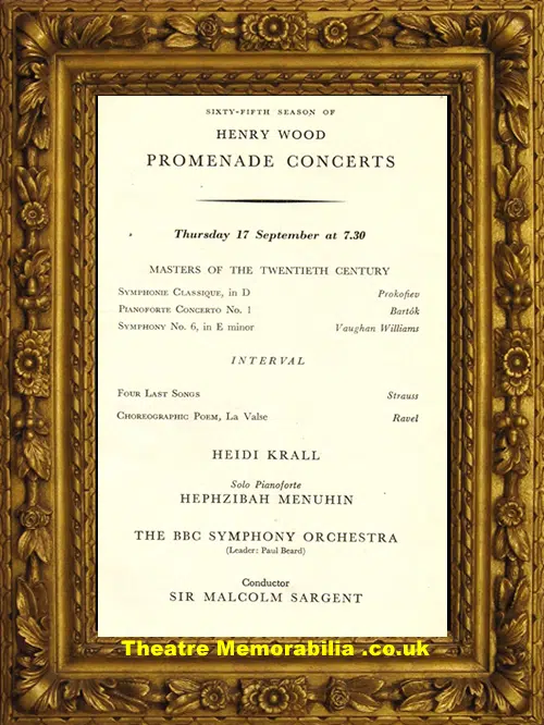 London Royal Albert Hall - Henry Wood Prom Concert - 1959