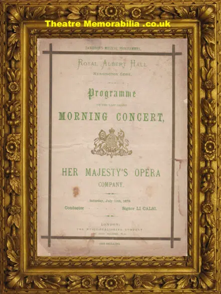London Royal Albert Hall – Morning Opera Concert – 1878