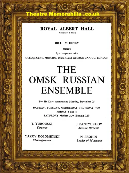 London Royal Albert Hall - OMSK Russian Ballet - 1967