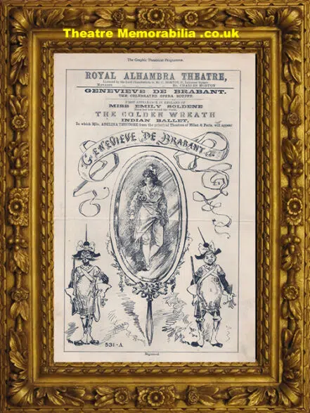 London Royal Alhambra Theatre – Genevieve Brabant – 1878