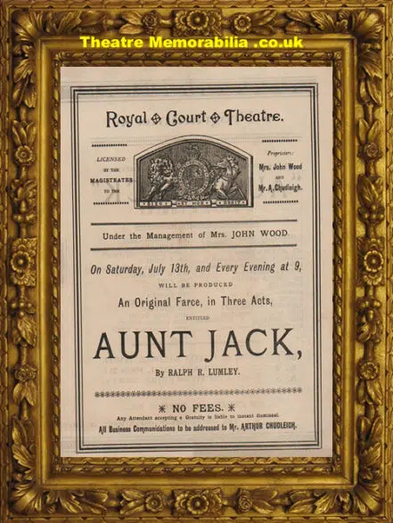 London Royal Court Theatre – Aunt Jack – 1890s