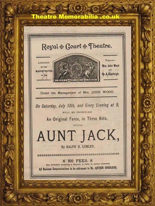 London Royal Court Theatre - Aunt Jack - 1890s