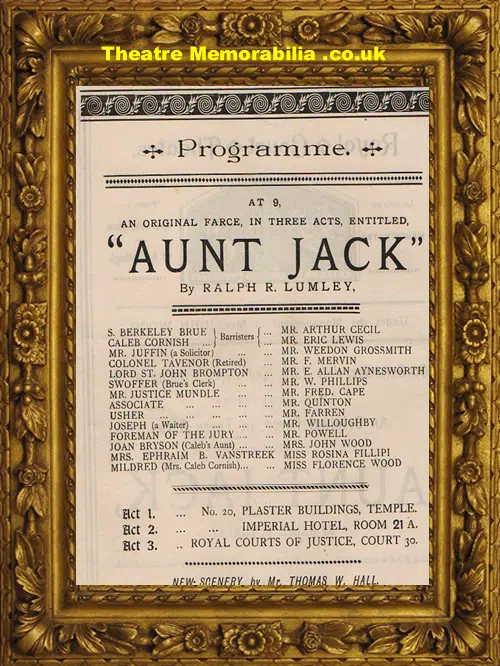 London Royal Court Theatre - Aunt Jack - 1890s