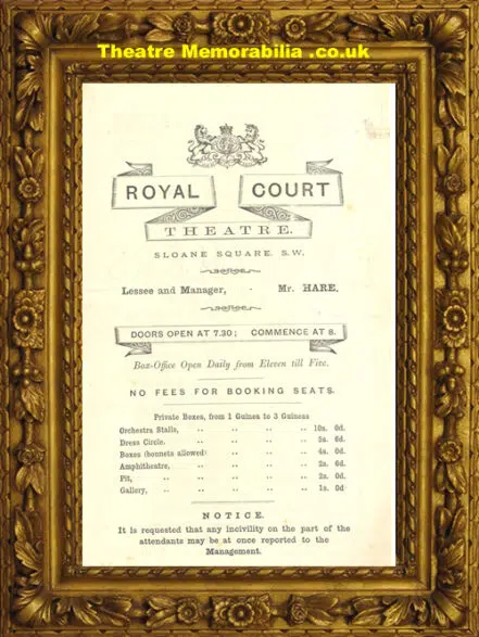 London Royal Court Theatre – Brothers – 1876