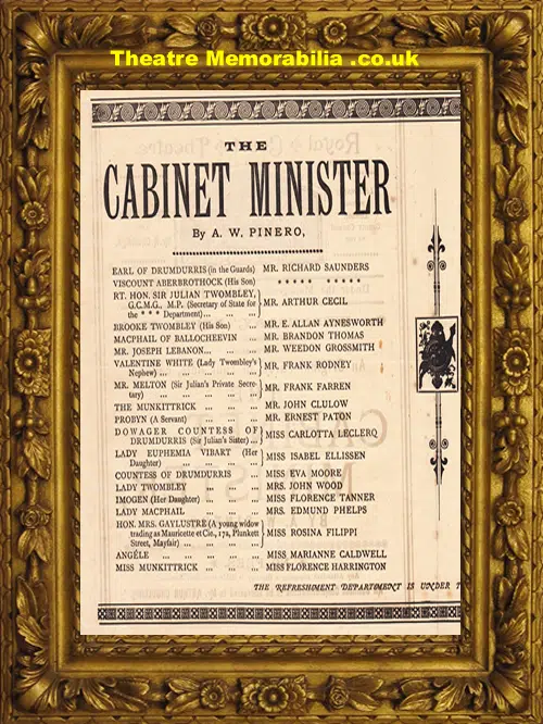 London Royal Court Theatre - Cabinet Minister - 1890