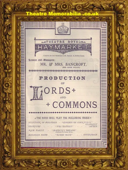 London Royal Court Theatre – Lord And Commons – 1883