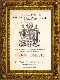 London Royal Festival Hall – Cyril Smith Recital 1950s – Signed