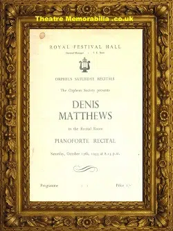 London Royal Festival Hall – Pianoforte Reciatal Signed 1953