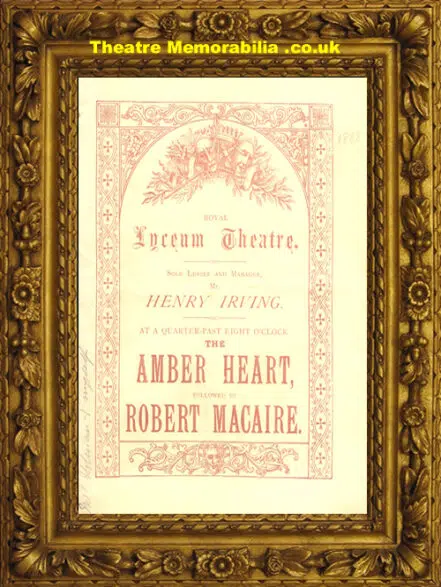 London Royal Lyceum Theatre – Amber Heart – 1888