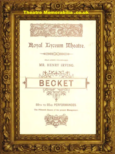 London Royal Lyceum Theatre – Becket – 1893