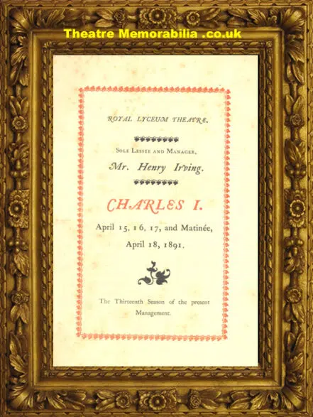 London Royal Lyceum Theatre – Charles 1 – 1891