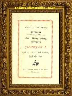 London Royal Lyceum Theatre – Charles 1 – 1891