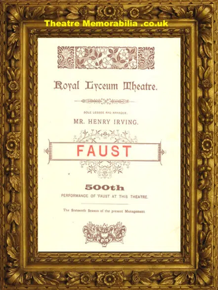 London Royal Lyceum Theatre – Faust 500th Performance – 1894