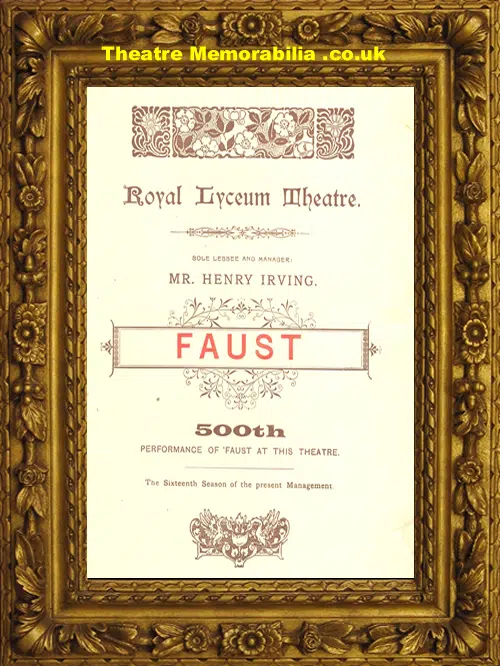 London Royal Lyceum Theatre - Faust 500th Performance - 1894