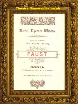 London Royal Lyceum Theatre – Faust 500th Performance – 1894