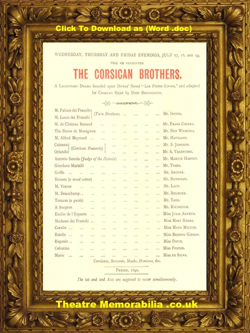 London Royal Lyceum Theatre - Journeys End in Lovers - 1895
