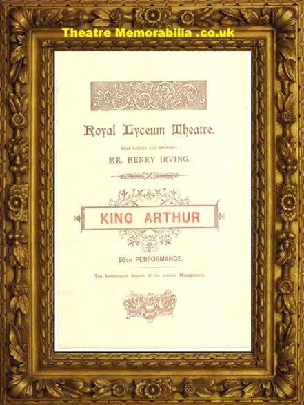 London Royal Lyceum Theatre – King Arthur – 1895 Henry Irving