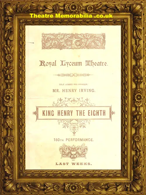 London Royal Lyceum Theatre - King Henry The Eighth - 1892