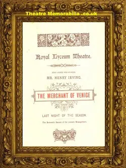 London Royal Lyceum Theatre – Merchant Of Venice – 1894