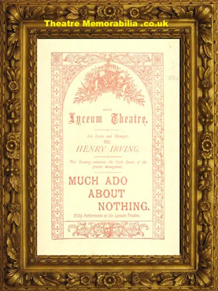 London Royal Lyceum Theatre – Much Ado About Nothing – 1884