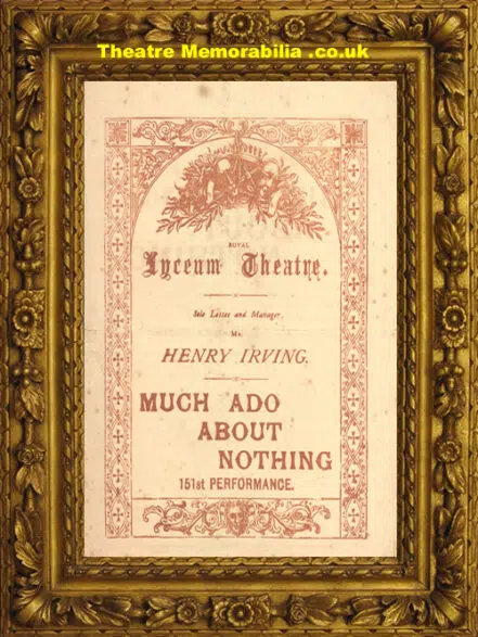 London Royal Lyceum Theatre – Much Ado About Nothing – 1883