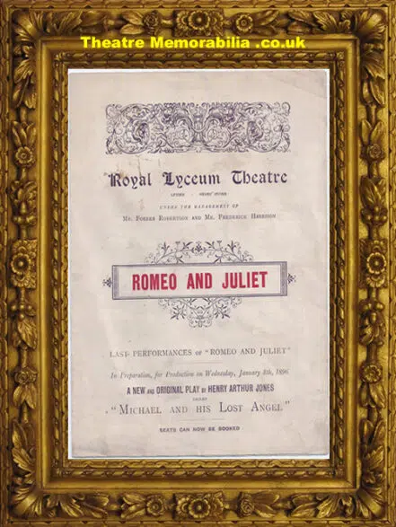 London Royal Lyceum Theatre – Romeo And Juliet – 1896