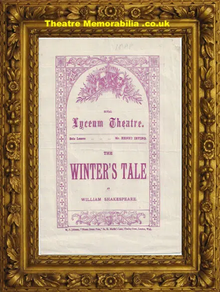 London Royal Lyceum Theatre – The Winters’s Tale – 1888