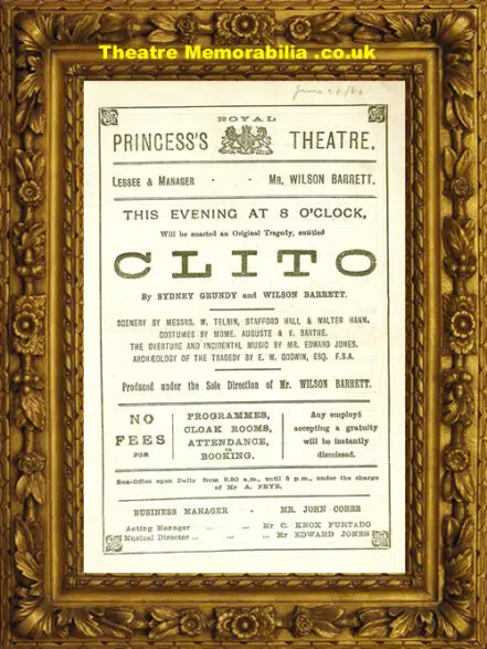 London Royal Princess Theatre – Clito – 1886