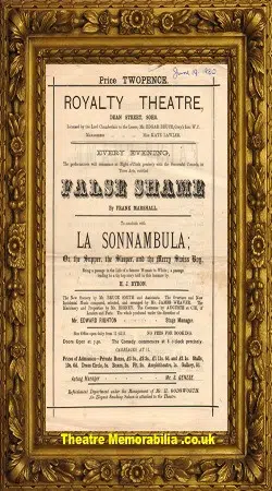 London Royalty Theatre – La Sonnambula – 1880