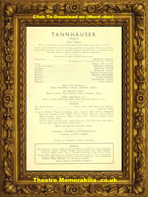 London Sadler's Wells Theatre - Faust - 1938