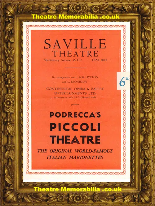 London Saville Theatre - Podrecca's Piccoli Theatre 1954