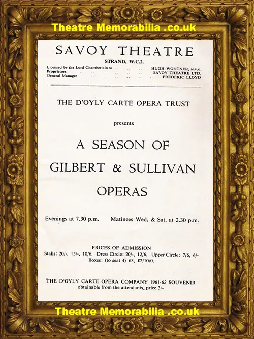 London Savoy Theatre - D'oyly Carte Opera Company Iolanthe 1961