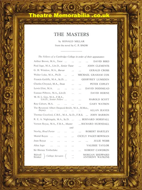 London Savoy Theatre - The Masters - 1963 John Clements
