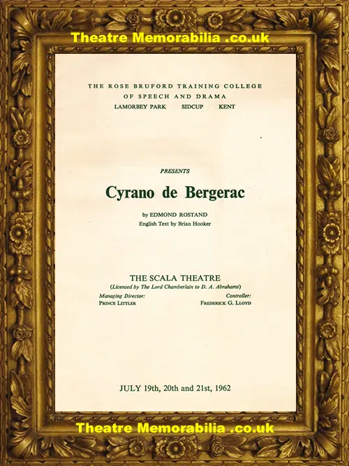 London Scala Theatre - Cyrano De Bergerac - 1962