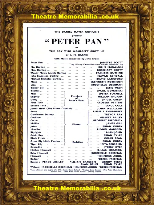 London Scala Theatre - Peter Pan - 1957 - Plus Extras