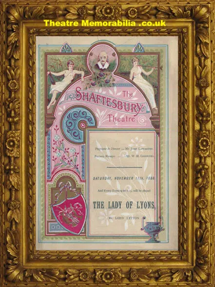 London Shaftesbury Theatre – Lady Of Lyons – 1888