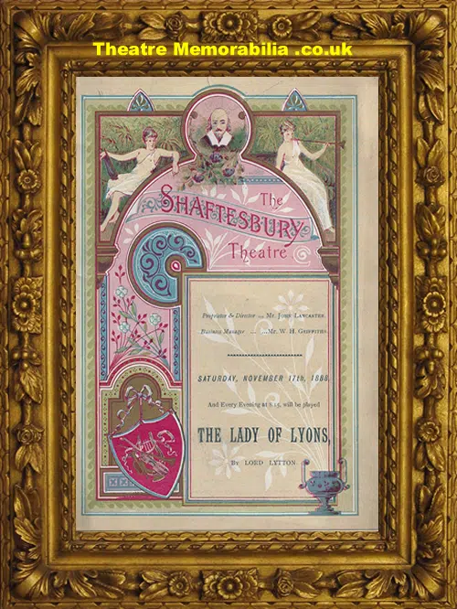 London Shaftesbury Theatre - Lady Of Lyons - 1888