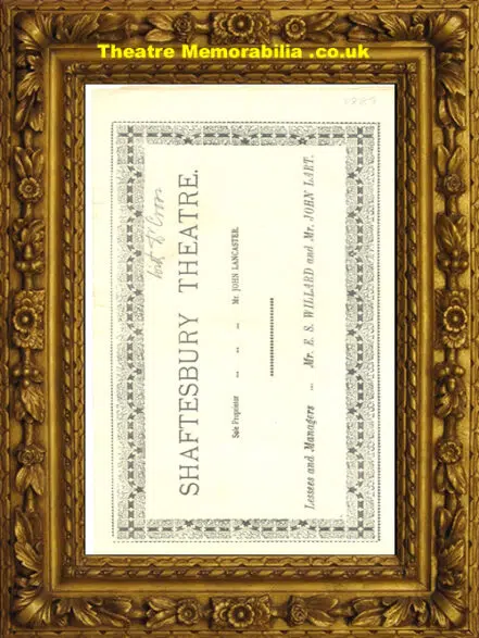 London Shaftesbury Theatre – The Middleman – 1889