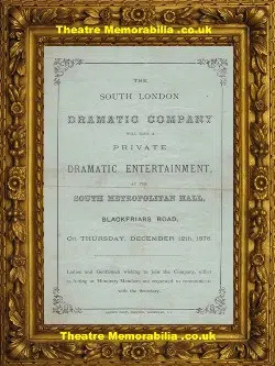 London South Metropolitan Hall Theatre – Box and Cox – 1878