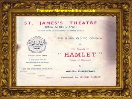 London St James Theatre – Hamlet – 1940’s Donald Sinden