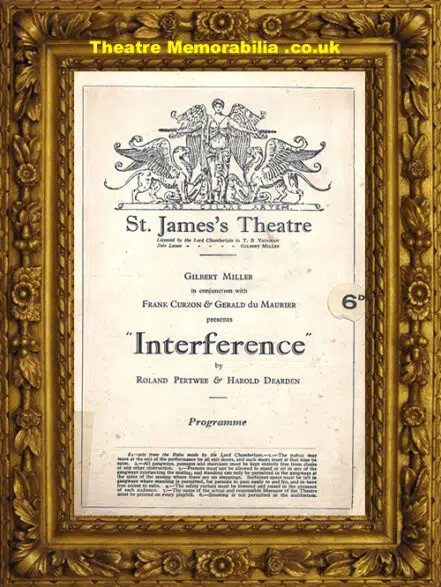 London St James Theatre – Interference – 1927 Gerald Du Maurier