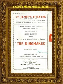 London St James Theatre - The Kingmaker - 1940's