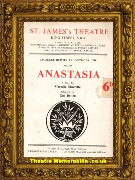London St James’s Theatre – Anastasia – 1952